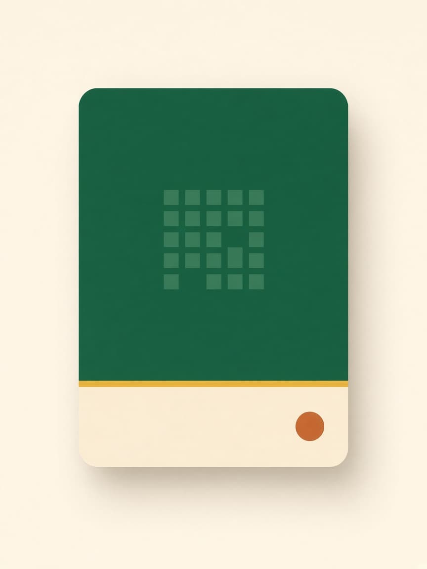 A green membership card with a QR pattern and a gold stripe.